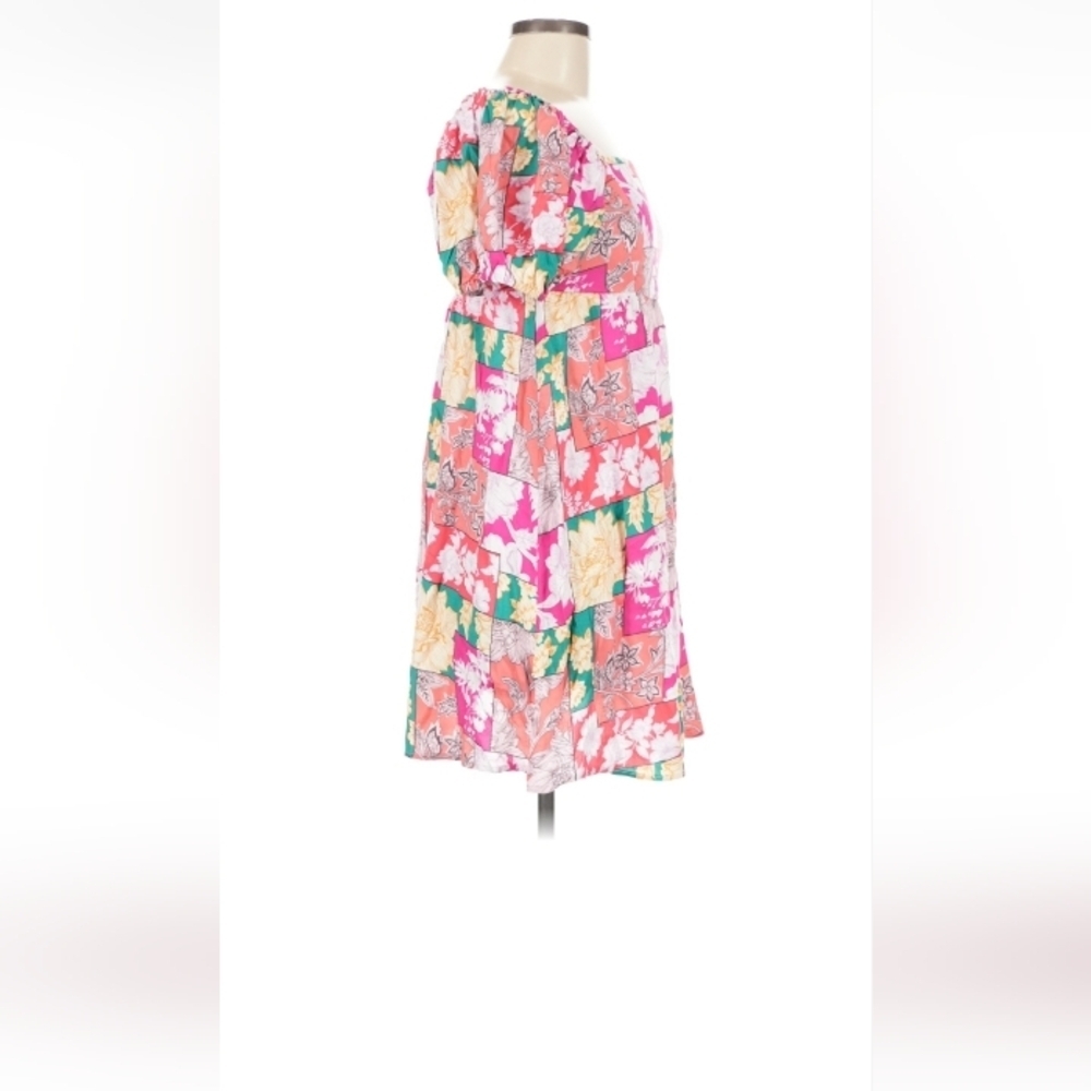 GeeGee Patchwork Floral Puff Sleeve Dress Size M - Picture 6 of 15